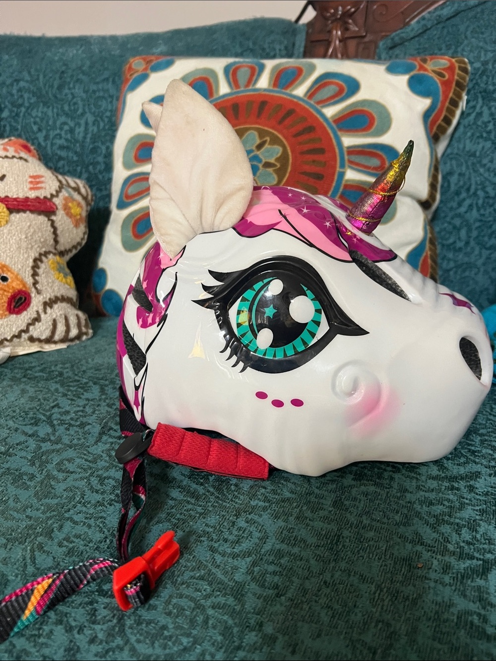 Kids Unicorn Helmet - Pink & White Cute Ride Safety